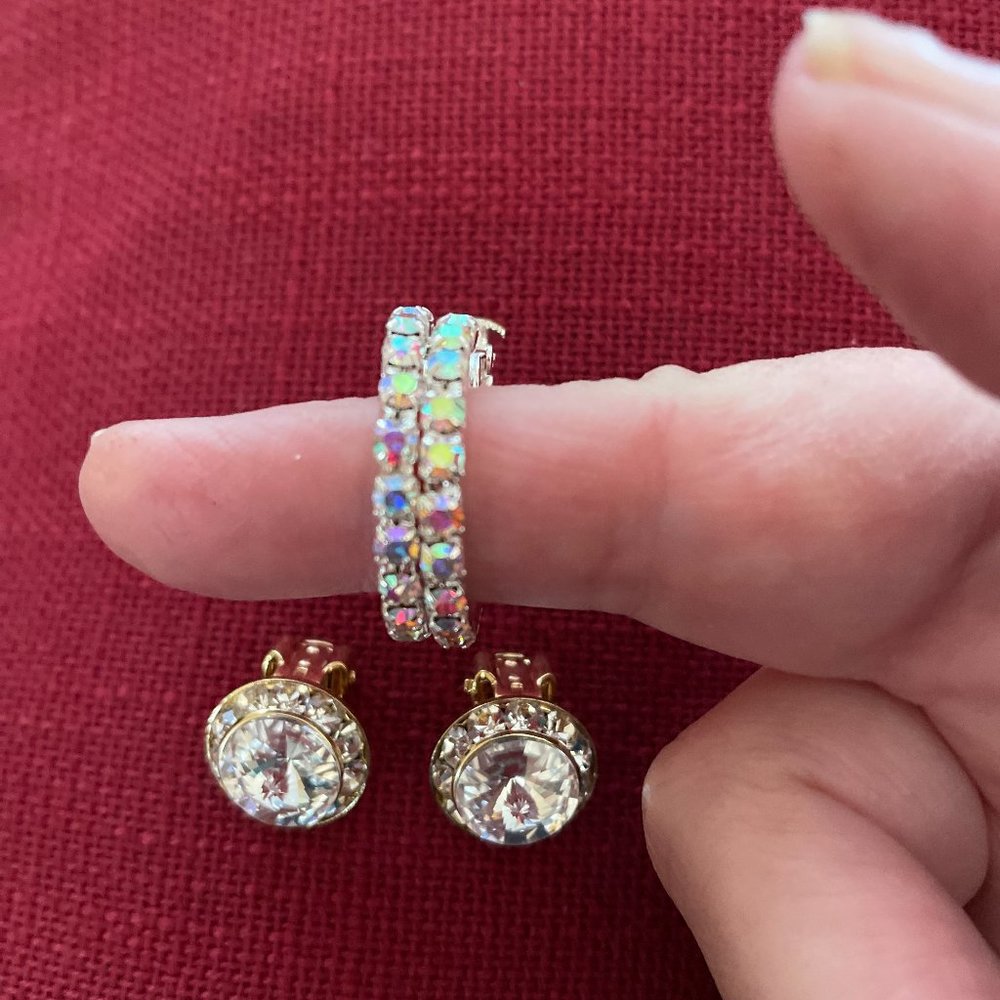 Set of sparkly hoops and clip ons - new